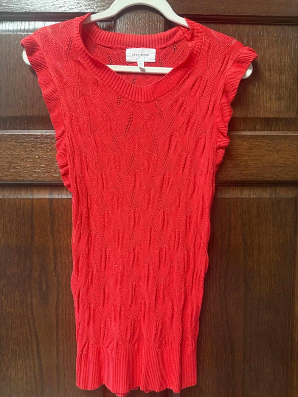 Dear John Red Textured Knit Cap-Sleeve Tank
